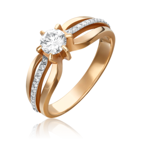 Кольцо из красного золота с бриллиантами