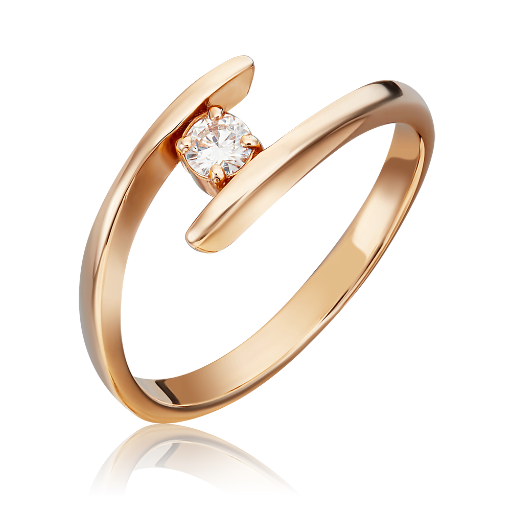 Кольцо из красного золота с бриллиантом 01-0265-00-101-1110-30