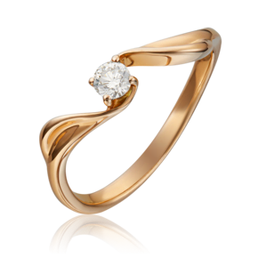 Кольцо из красного золота с бриллиантом