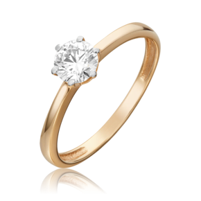 Кольцо из красного золота с бриллиантом