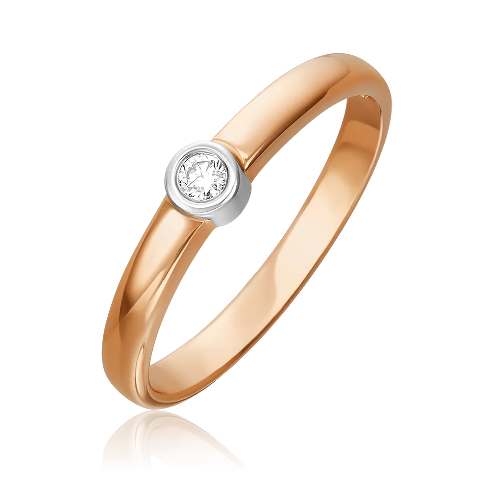 Кольцо из комбинированного золота с бриллиантом 01-0303-00-101-1111-30