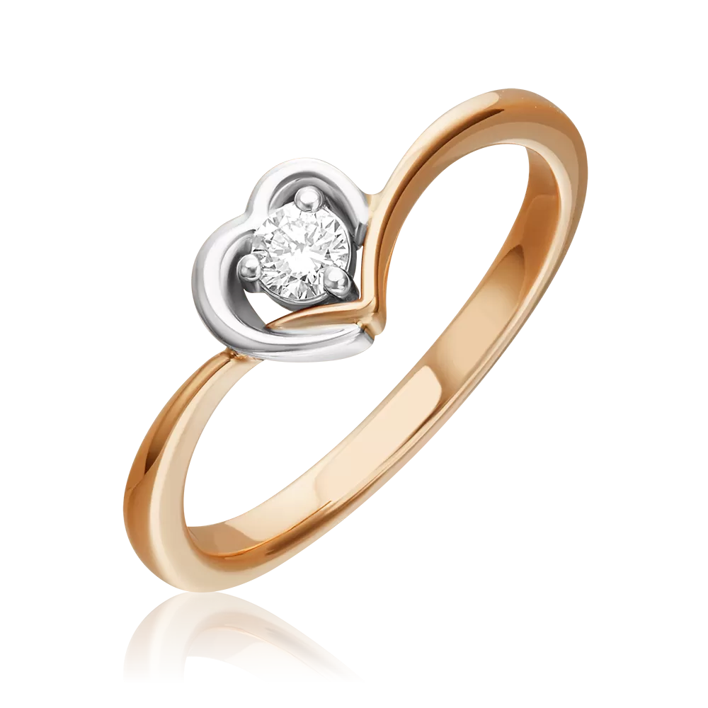 Кольцо из комбинированного золота с бриллиантом 01-0307-00-101-1111-30