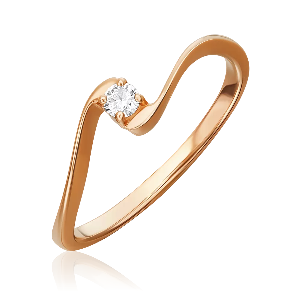 Кольцо из красного золота с бриллиантом 01-0311-00-101-1110-30