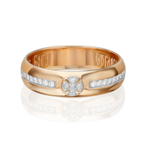 Обручальное (венчальное) кольцо из красного золота с бриллиантами 01-0319-00-101-1110-30