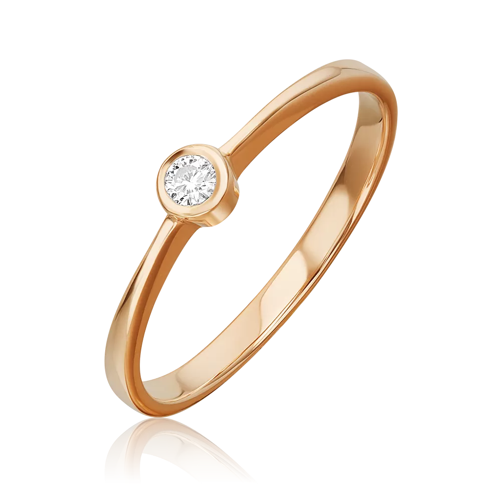 Кольцо из красного золота с бриллиантом 01-0331-00-101-1110-30