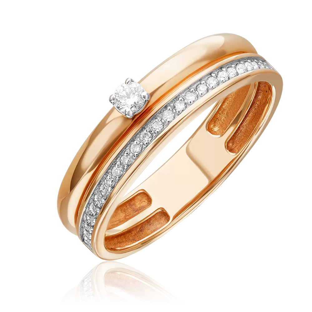 Кольцо из комбинированного золота с бриллиантами 01-0347-00-101-1111-30