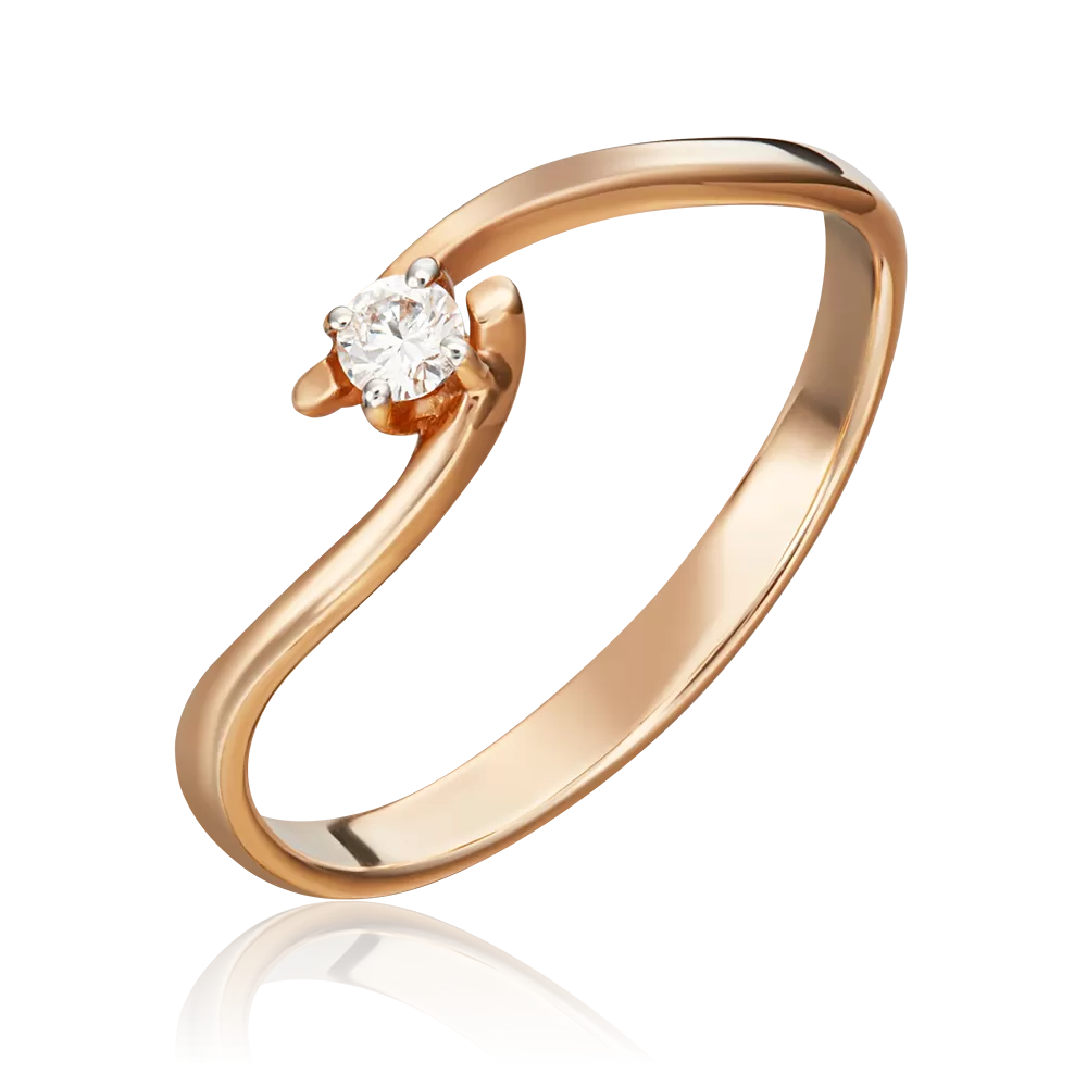 Кольцо из красного золота с бриллиантом 01-0349-00-101-1110-30