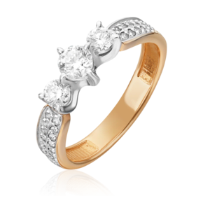 Кольцо из комбинированного золота с бриллиантами