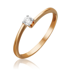 Помолвочное кольцо из красного золота с бриллиантом 01-0429-00-101-1110-30