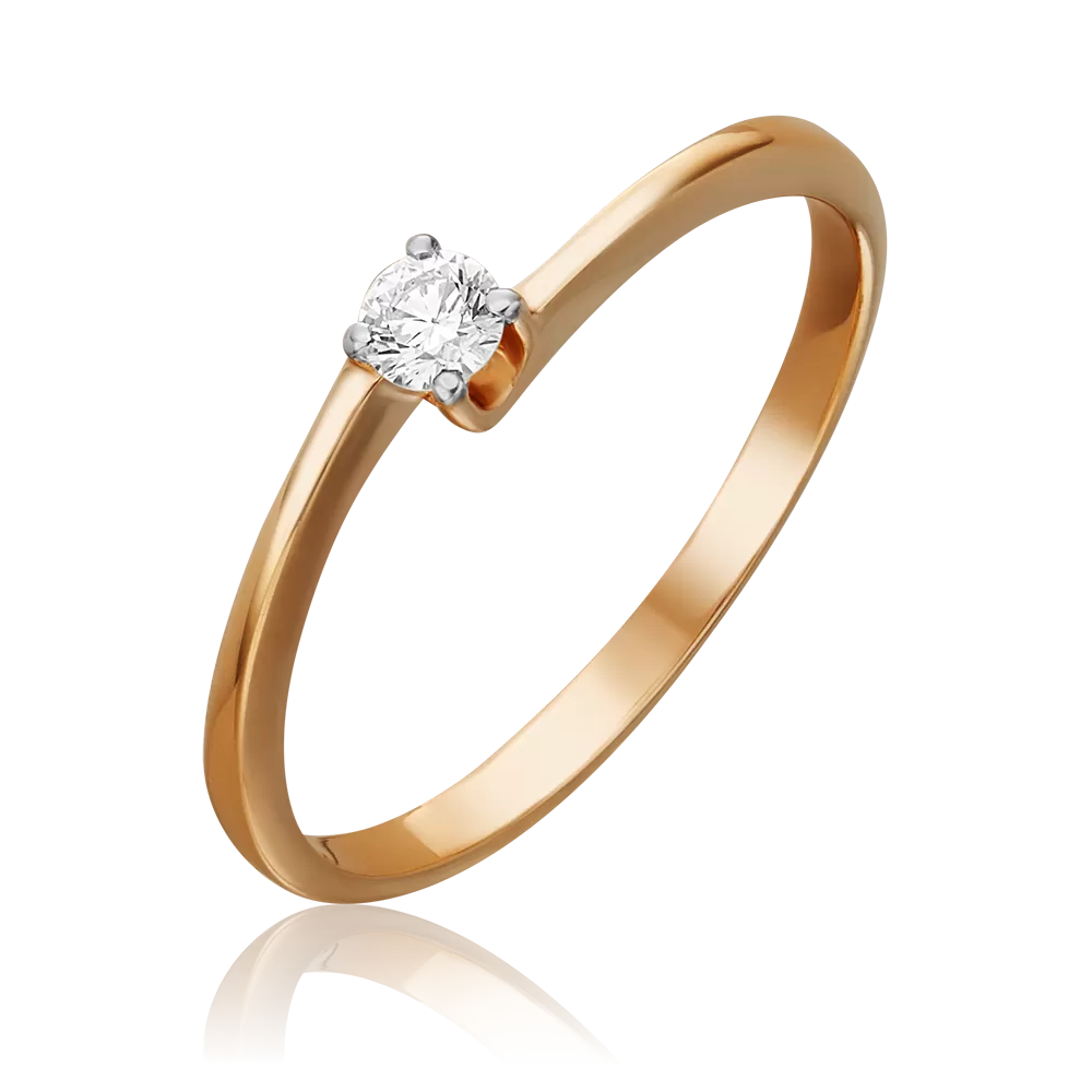 Помолвочное кольцо из красного золота с бриллиантом 01-0429-00-101-1110-30