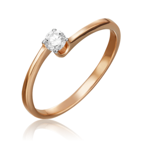 Помолвочное кольцо из красного золота с бриллиантом 01-0431-00-101-1110-30