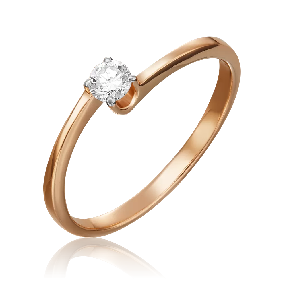 Помолвочное кольцо из красного золота с бриллиантом 01-0431-00-101-1110-30