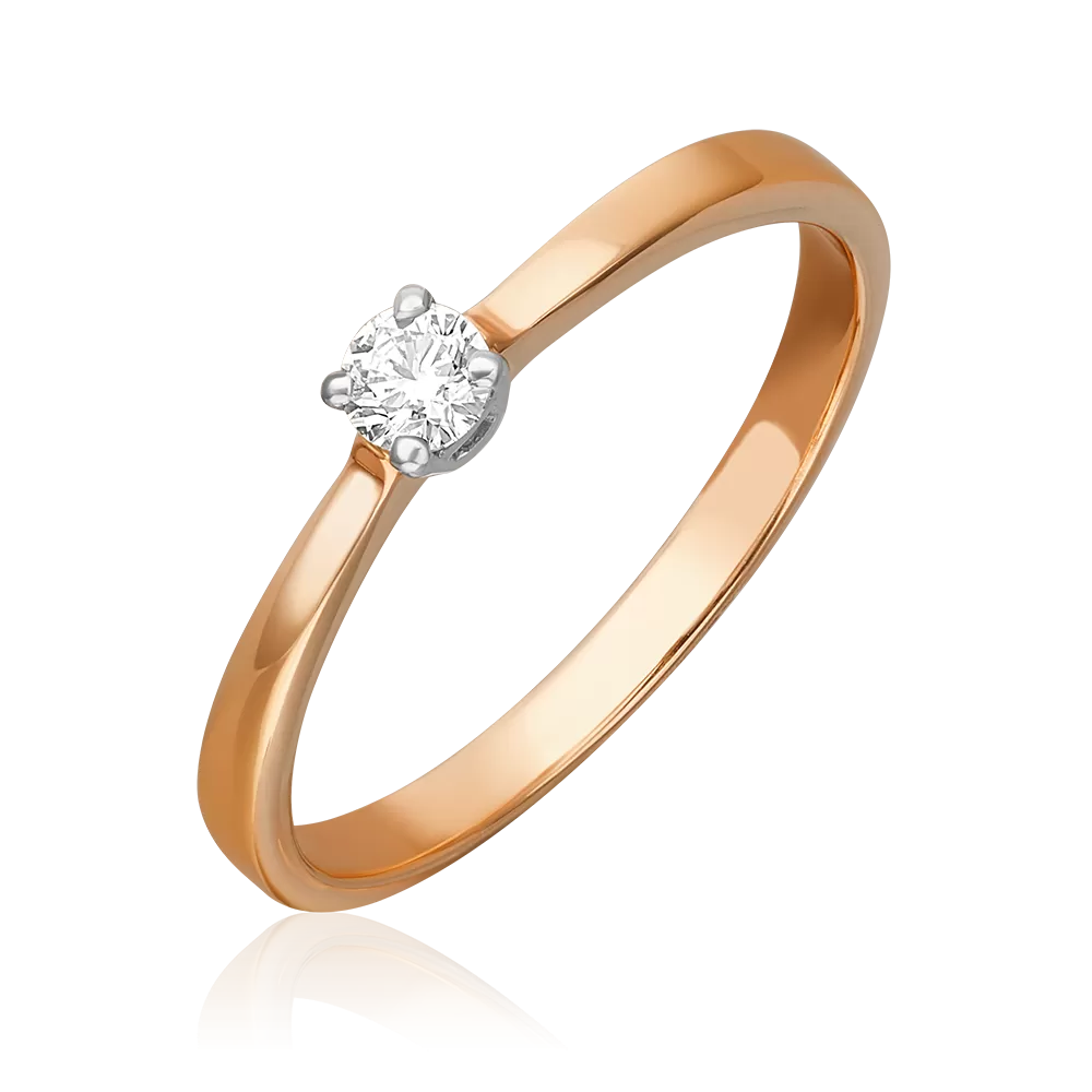 Помолвочное кольцо из комбинированного золота с бриллиантом 01-0435-00-101-1111-30
