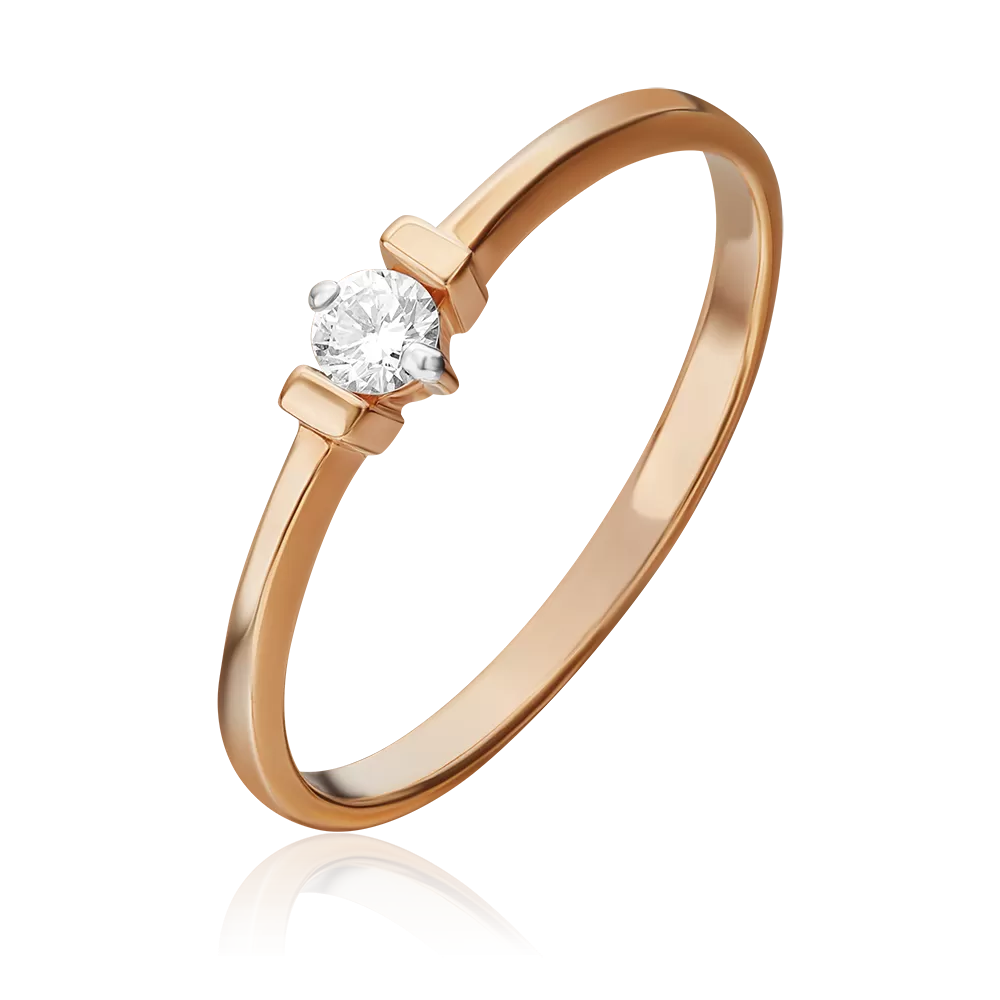 Помолвочное кольцо из красного золота с бриллиантом 01-0437-00-101-1110-30