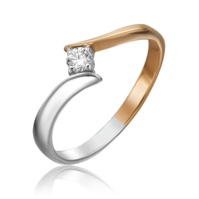 Кольцо из комбинированного золота с бриллиантом