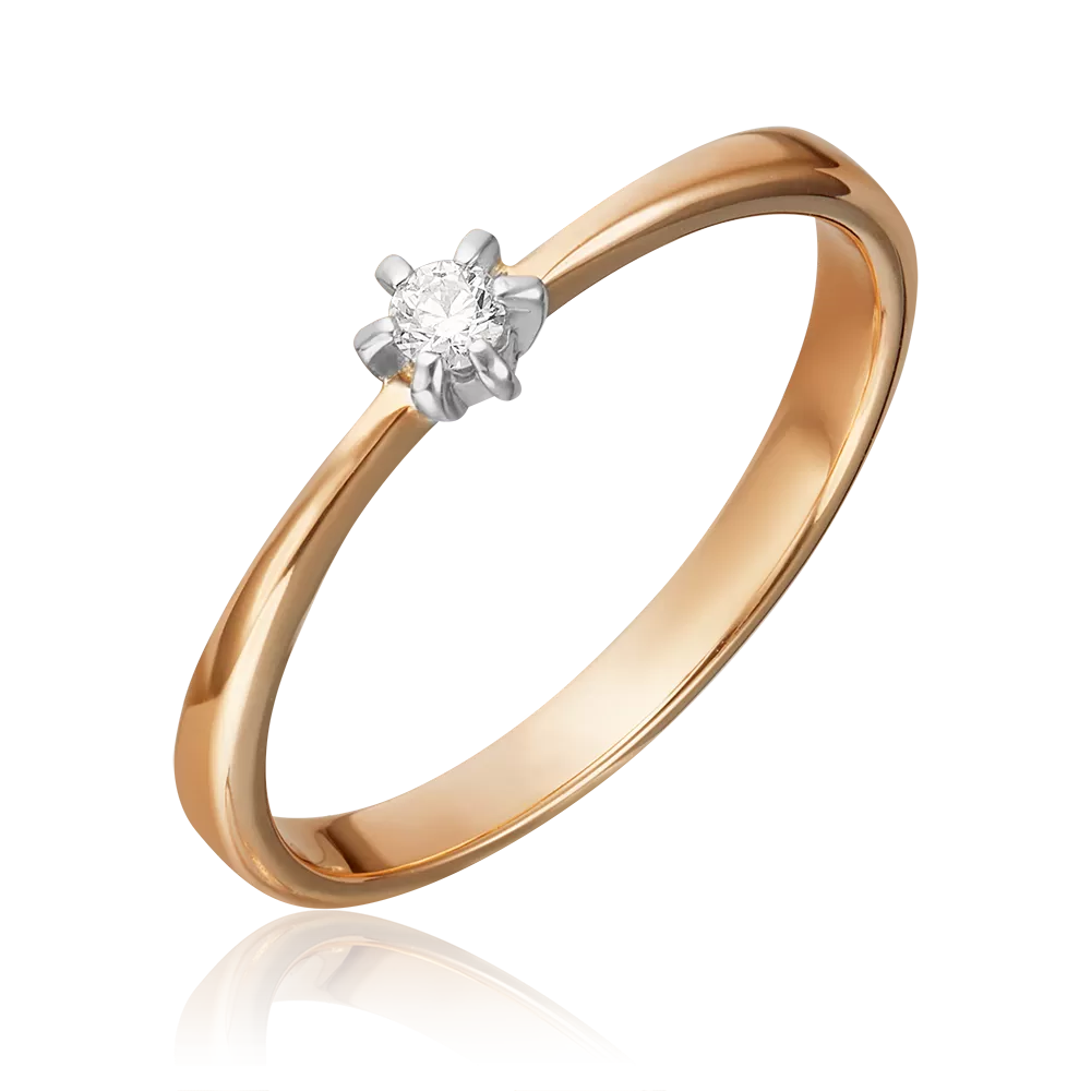 Помолвочное кольцо из комбинированного золота с бриллиантом 01-0449-00-101-1111-30