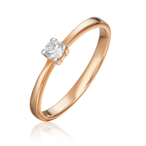 Помолвочное кольцо из красного золота с бриллиантом 01-0453-00-101-1110-30