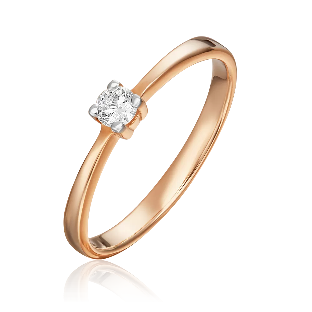 Помолвочное кольцо из красного золота с бриллиантом 01-0453-00-101-1110-30