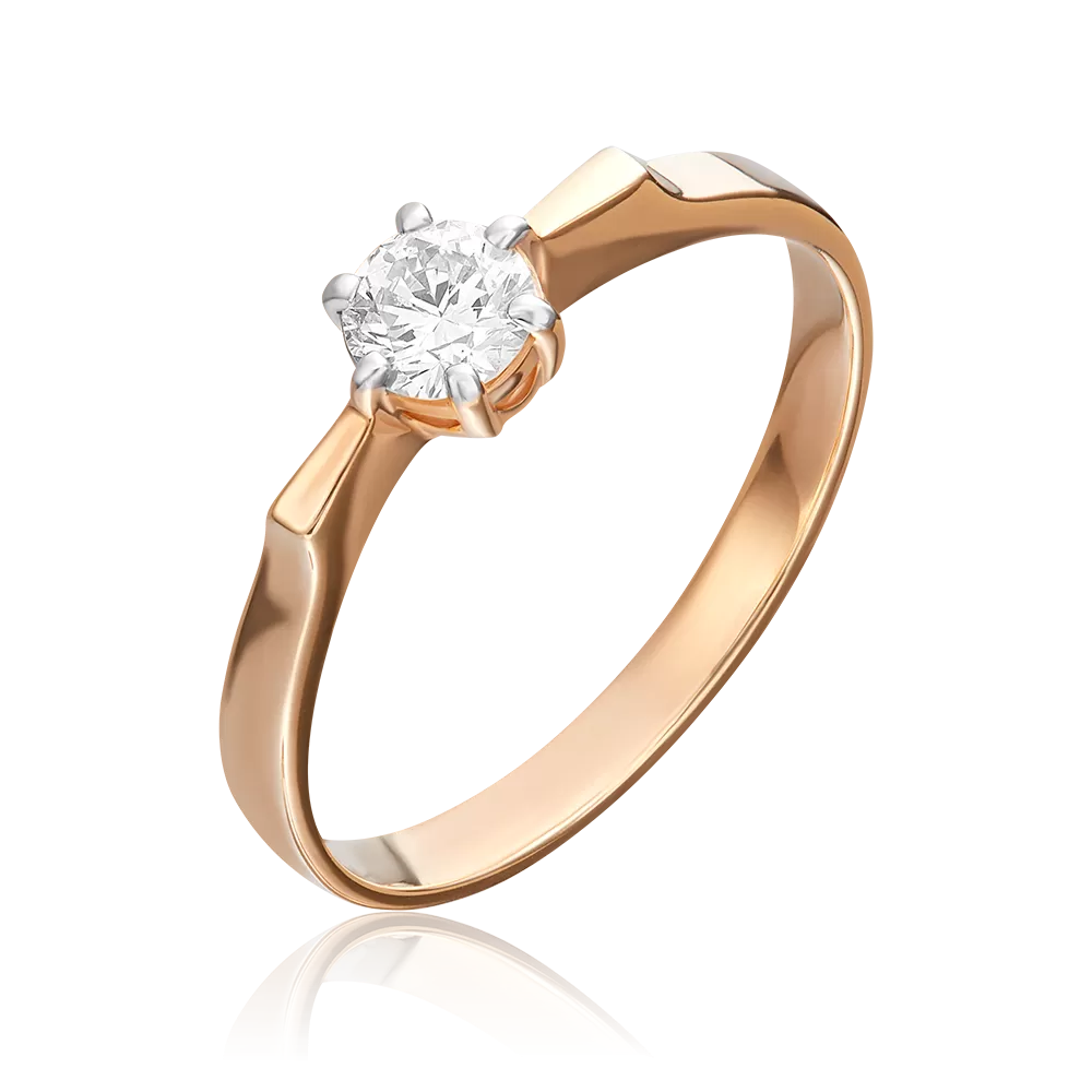 Кольцо из красного золота с бриллиантом 01-0473-00-101-1110-30