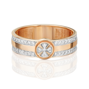 Обручальное (венчальное) кольцо из красного золота с бриллиантами 01-0493-00-101-1110-30