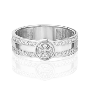 Обручальное (венчальное) кольцо из белого золота с бриллиантами 01-0494-00-101-1120-30