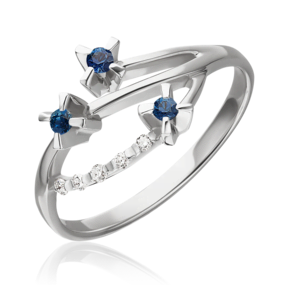 Кольцо из белого золота с сапфирами и бриллиантами 01-0040-00-105-1120-30