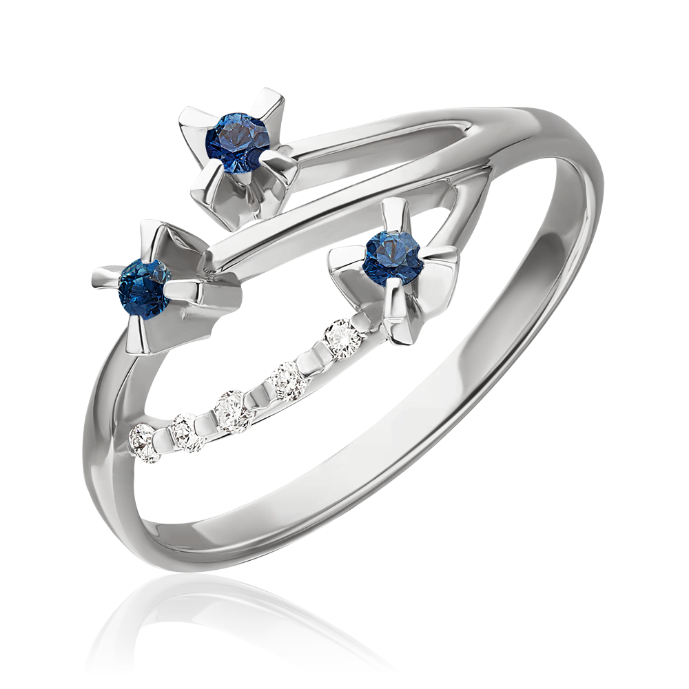 Кольцо из белого золота с сапфирами и бриллиантами 01-0040-00-105-1120-30
