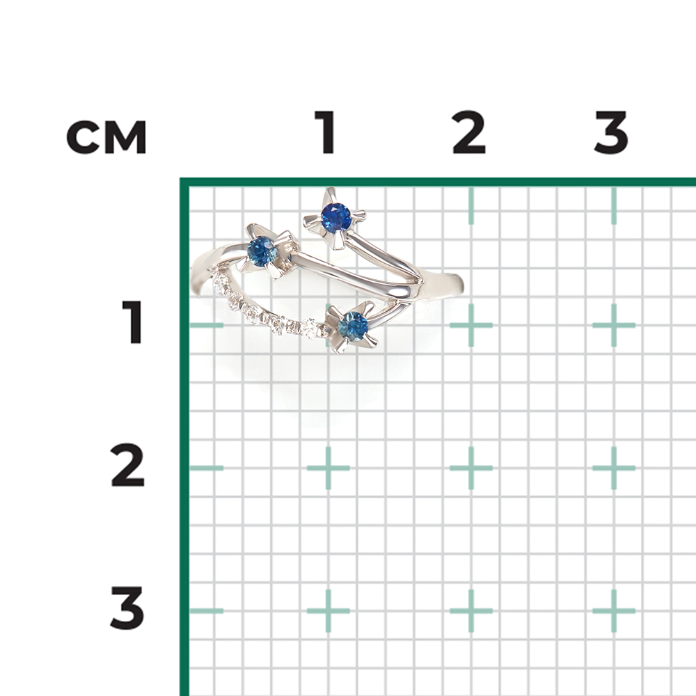 Кольцо из белого золота с сапфирами и бриллиантами 01-0040-00-105-1120-30