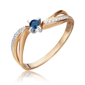 Кольцо из комбинированного золота с сапфиром и бриллиантами 01-0041-00-105-1111-30