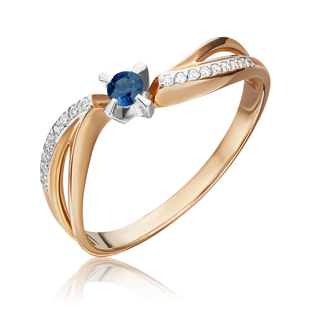 Кольцо из комбинированного золота с сапфиром и бриллиантами 01-0041-00-105-1111-30