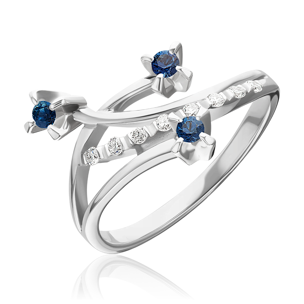 Кольцо из белого золота с сапфирами и бриллиантами 01-0044-00-105-1120-30