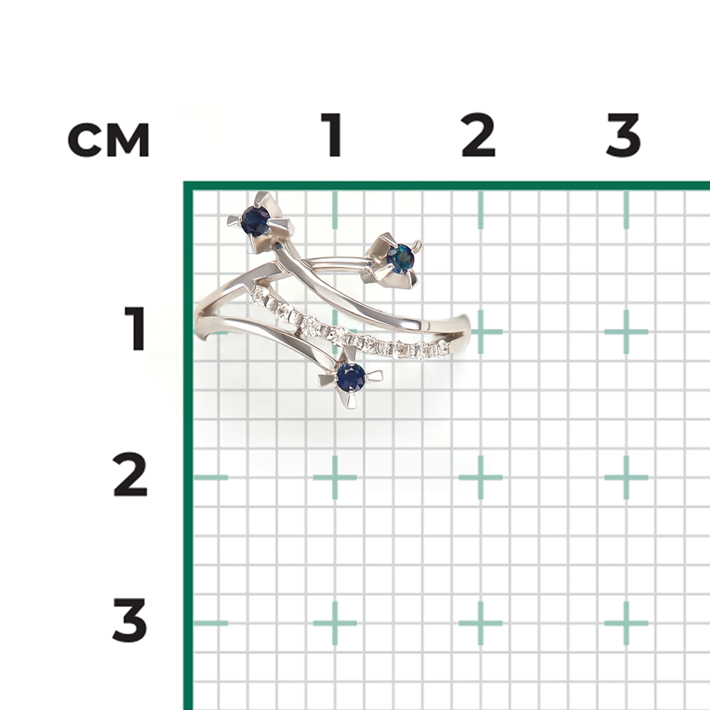 Кольцо из белого золота с сапфирами и бриллиантами 01-0044-00-105-1120-30