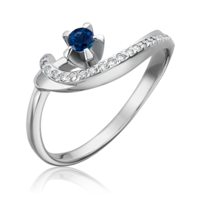 Кольцо из белого золота с сапфиром и бриллиантами 01-0048-00-105-1120-30