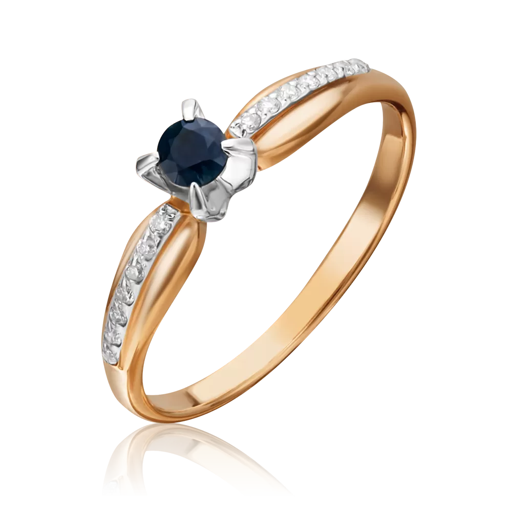 Кольцо из комбинированного золота с сапфиром и бриллиантами 01-0081-00-105-1111-30