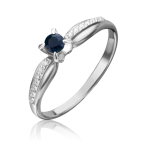 Кольцо из белого золота с сапфиром и бриллиантами 01-0082-00-105-1120-30