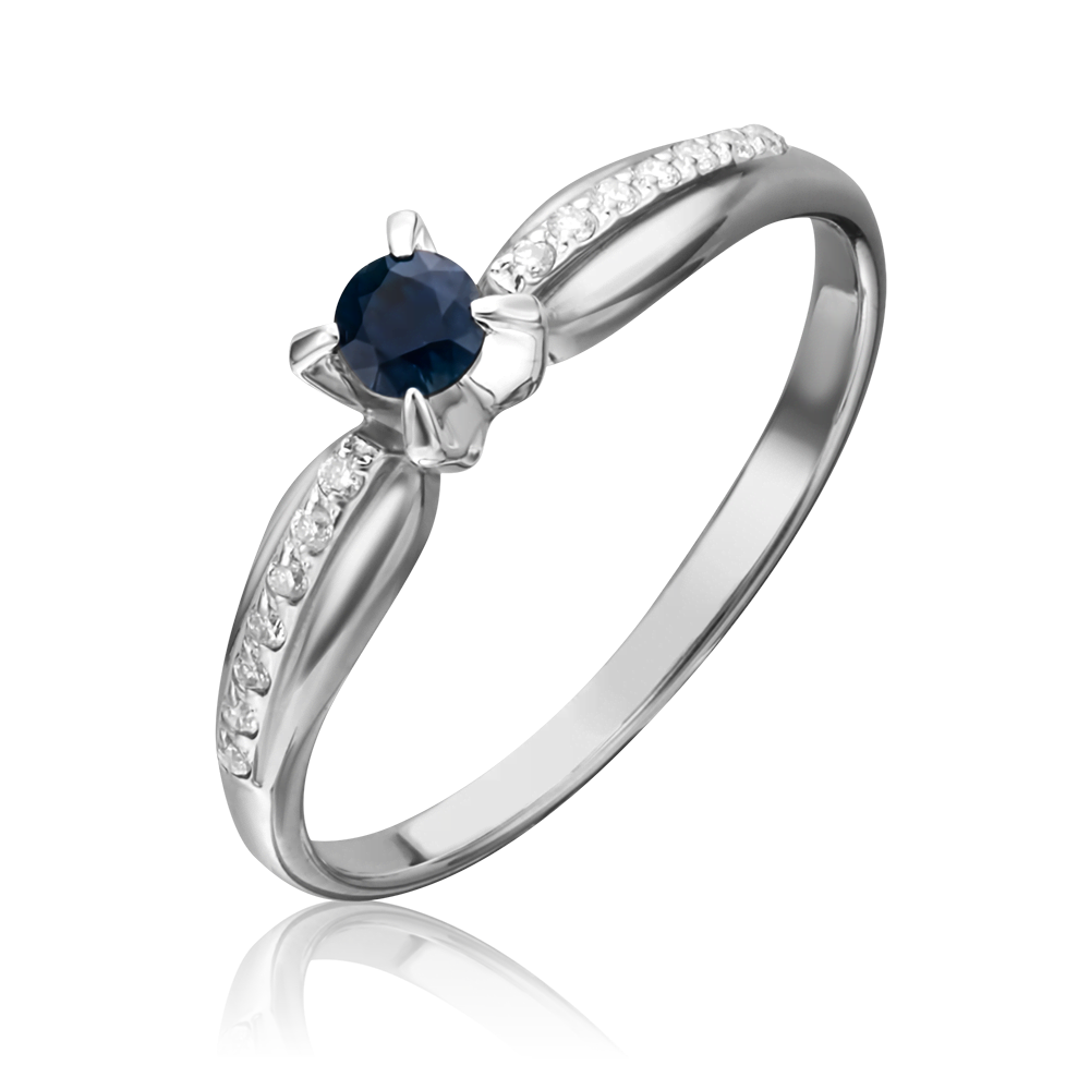Кольцо из белого золота с сапфиром и бриллиантами 01-0082-00-105-1120-30