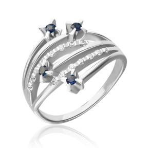 Кольцо из белого золота с сапфирами и бриллиантами 01-0094-00-105-1120-30