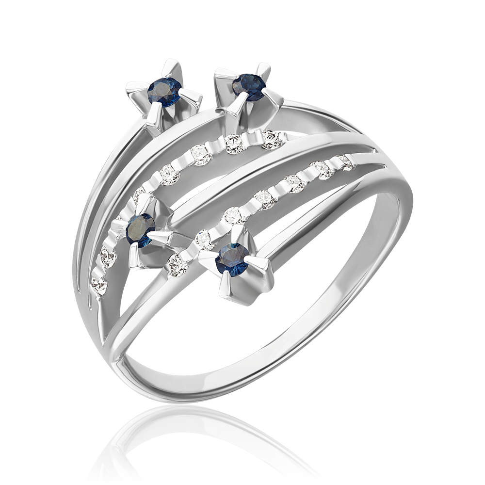 Кольцо из белого золота с сапфирами и бриллиантами 01-0094-00-105-1120-30