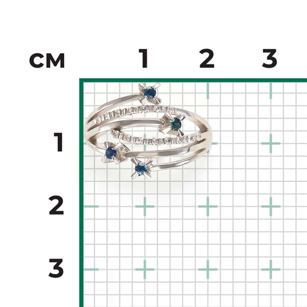 Кольцо из белого золота с сапфирами и бриллиантами 01-0094-00-105-1120-30