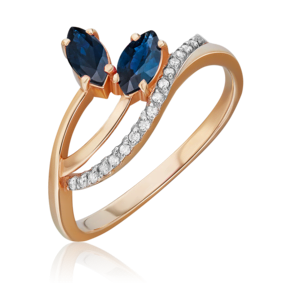Кольцо из красного золота с сапфирами и бриллиантами 01-0121-00-105-1110-30
