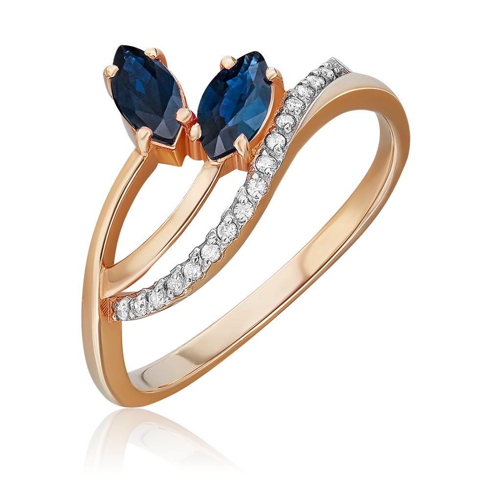 Кольцо из красного золота с сапфирами и бриллиантами 01-0121-00-105-1110-30