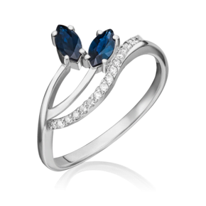 Кольцо из белого золота с сапфирами и бриллиантами 01-0122-00-105-1120-30