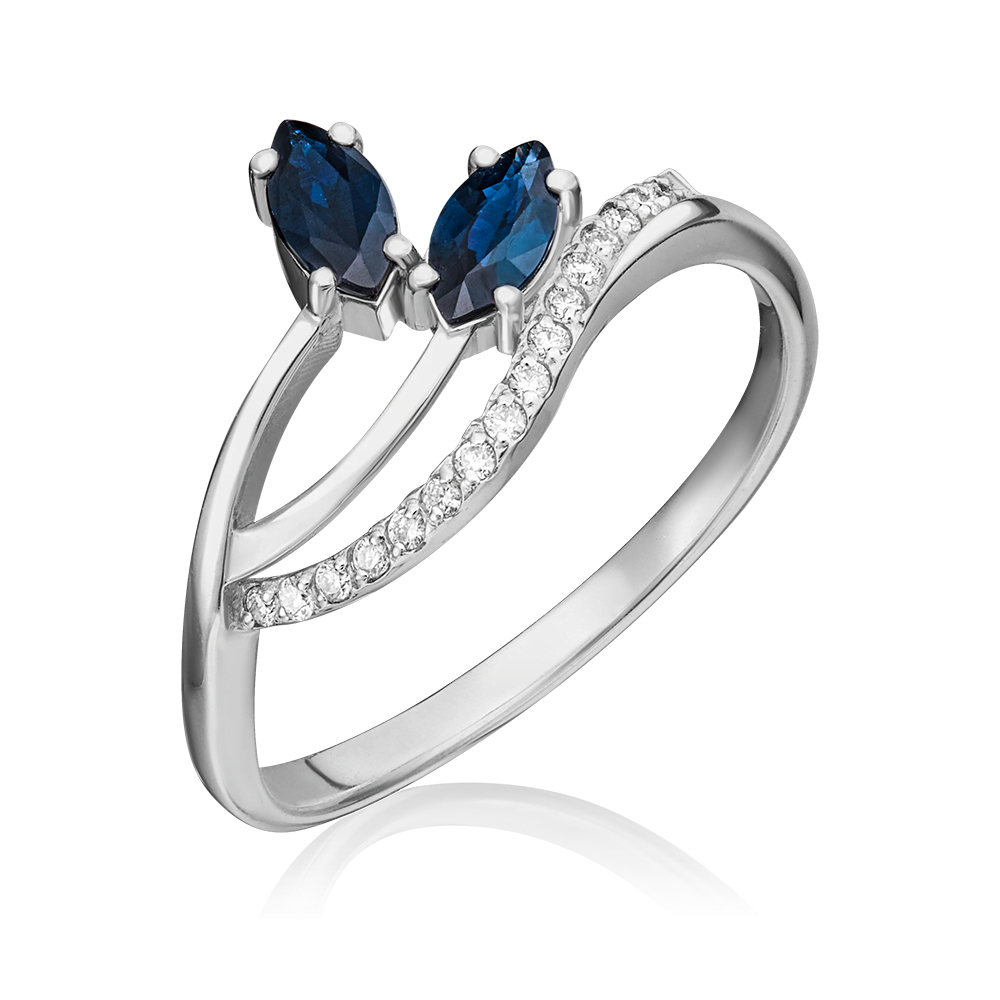 Кольцо из белого золота с сапфирами и бриллиантами 01-0122-00-105-1120-30