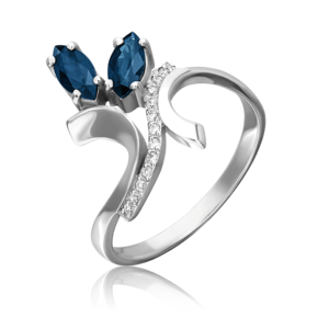 Кольцо из белого золота с сапфирами и бриллиантами 01-0124-00-105-1120-30