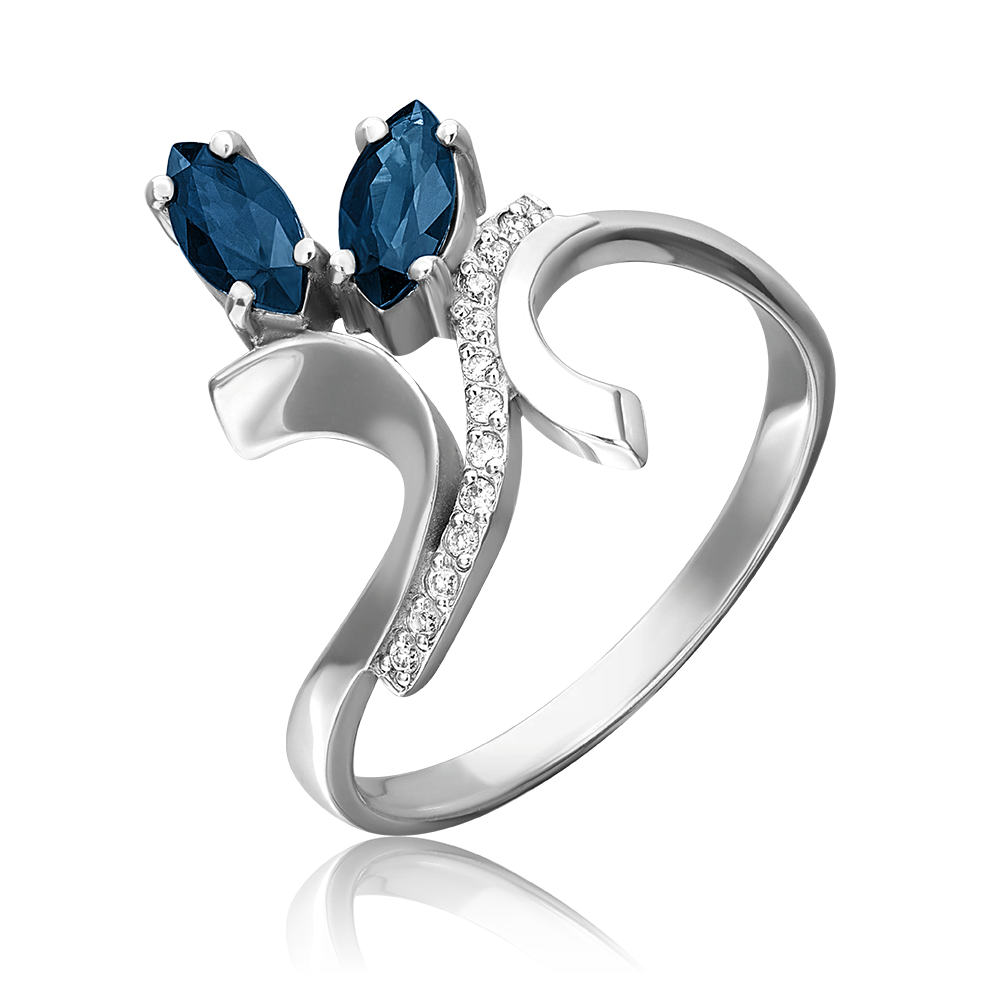 Кольцо из белого золота с сапфирами и бриллиантами 01-0124-00-105-1120-30