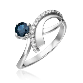 Кольцо из белого золота с сапфиром и бриллиантами 01-0126-00-105-1120-30