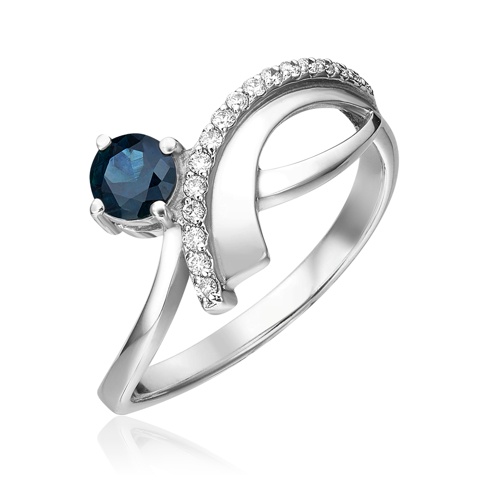 Кольцо из белого золота с сапфиром и бриллиантами 01-0126-00-105-1120-30