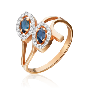 Кольцо из красного золота с сапфирами и бриллиантами 01-0127-00-105-1110-30