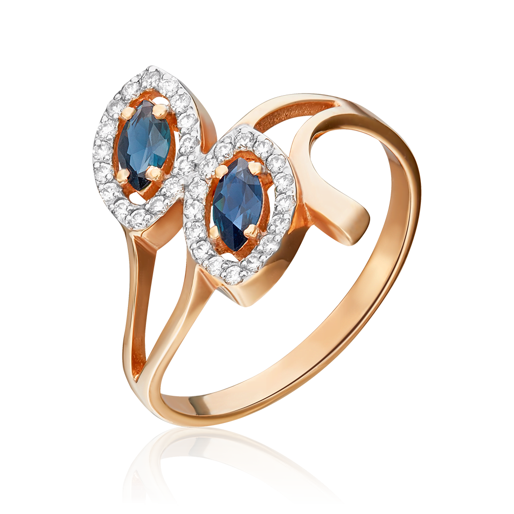 Кольцо из красного золота с сапфирами и бриллиантами 01-0127-00-105-1110-30