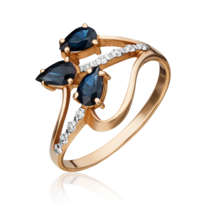Кольцо из красного золота с сапфирами и бриллиантами 01-0131-00-105-1110-30